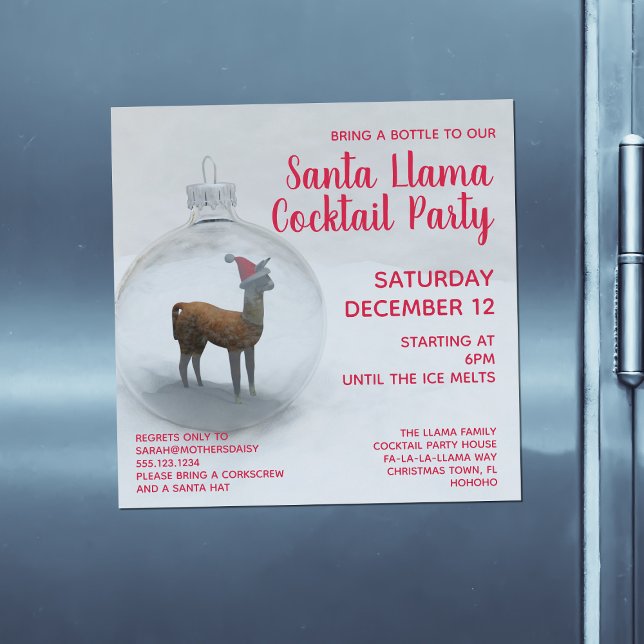 Natal Llama Cocktail Party - Convite Magnético (Add your party details!)