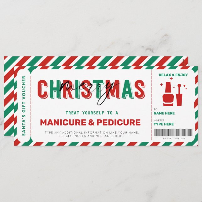 Natal Manicure Pedicure Gift Voucher Mani (Frente/Verso)