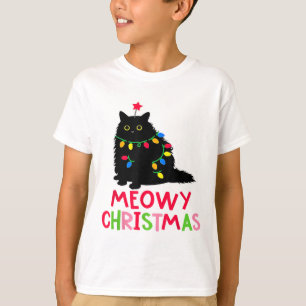 Natal Meowy Luzes de Natal Camisas de Gato Preto F