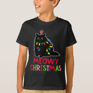 Natal Meowy Luzes de Natal Camisas de Gato Preto F