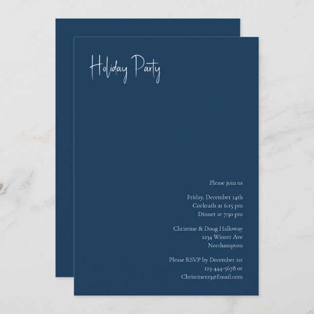 Natal moderno | Convite de Férias Azuis (Frente/Verso)