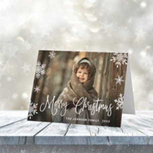 Natal moderno Feliz Férias 3 Cartão com fotos
