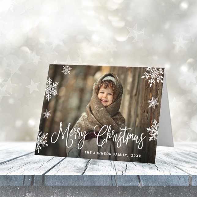 Natal moderno Feliz Férias 3 Cartão com fotos (Criador carregado)