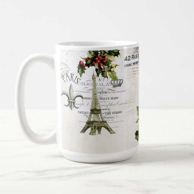 Natal na caneca de café da torre Eiffel de Paris (Esquerda)