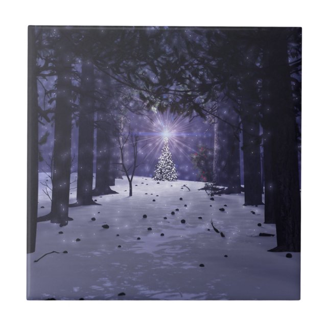 Natal no Azulejo Decorativo Pines / Trivet (Frente)