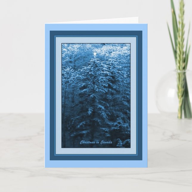 Natal no Canadá - Cartão Azul de Férias (Frente)