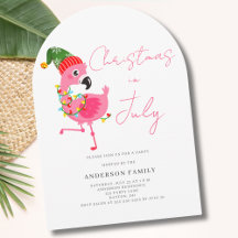 Natal No Convite de festas Flamingo Rosa De Julho