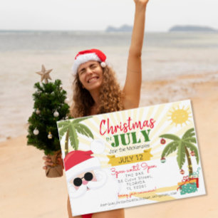Natal no convite de julho, festa de verão divertid