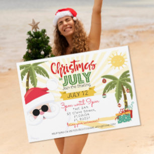 Natal no convite de julho, festa de verão divertid