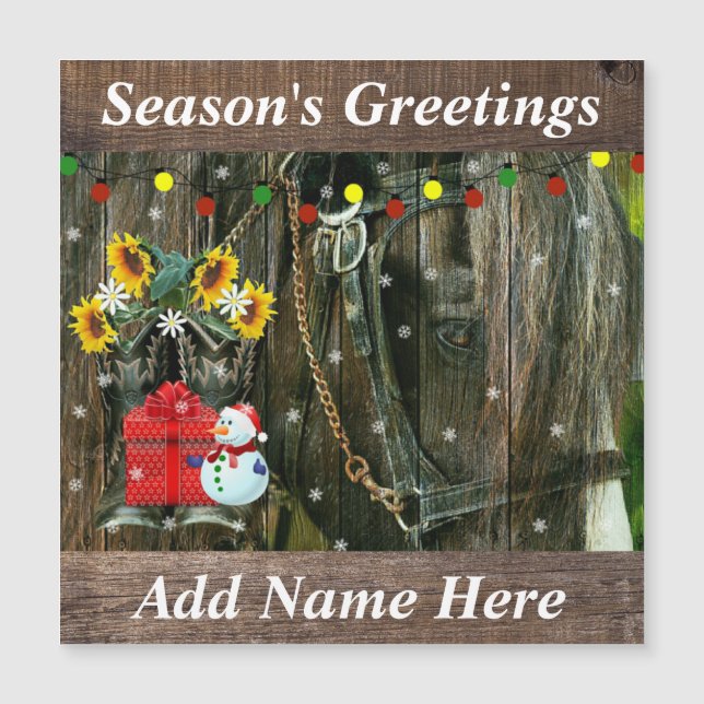 Natal Ocidental Frosty, Snowman and Horse (Frente)