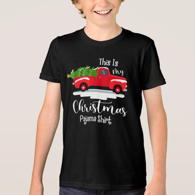 Natal Pajama Camisa Vermelha Caminhão Feriados de  (Frente)