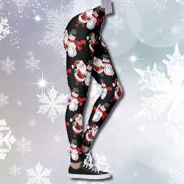 Natal Papai Noel Snowman Leggings femininas