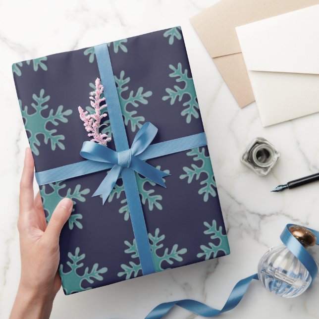 Natal Papel de Presente com Floco de Neve Azul de  (Presentear)