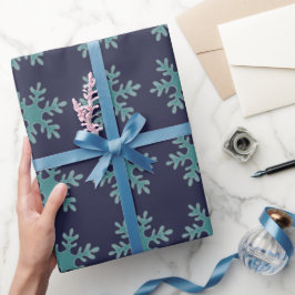 Natal Papel de Presente Floco de Neve Azul de Inve