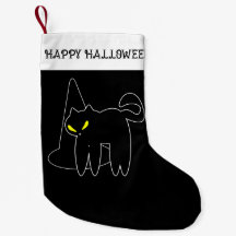 Meia de Halloween | Gato Preto e Chapéu