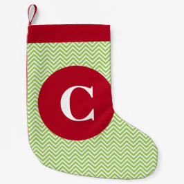 Natal Pequena Meia inicial verde e vermelha de Chevron
