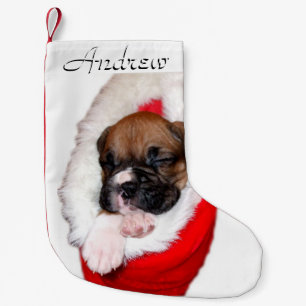 Natal Pequena Meia personalizada do cão de filhote de cachorro