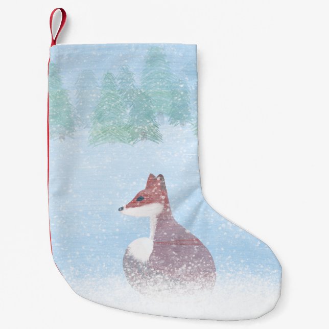Natal Pequena Raposa em uma meia de floresta nevada (Frente)