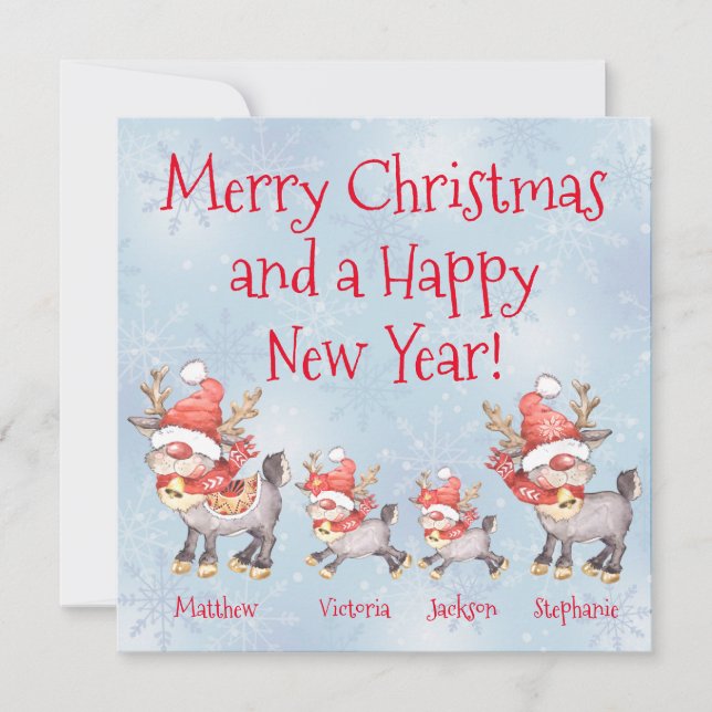 Natal Personalizado da Família Reindeer (Frente)