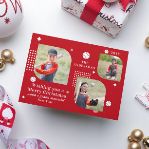Natal Personalizado de Beisebol com 3 Fotos da Fam