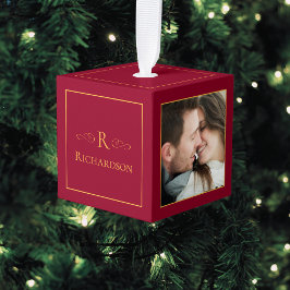 Natal Personalizado do Elegante Burgundy Red 3 Pho