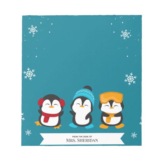 Natal Pinguim Férias Do Bloco De Notas (Frente)
