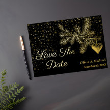 Natal preto e Dourado Salve o cartão de data