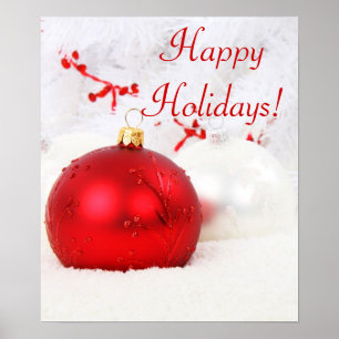 Natal Red E White Happy Holidations IV Poster