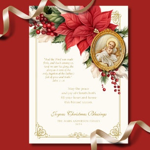 Natal Religioso Poinsettia Baby Jesus