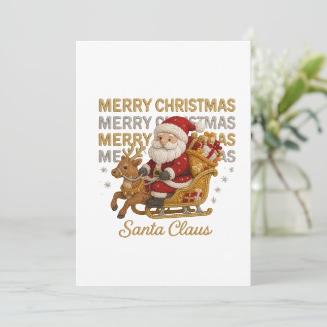 Natal Retro Papai Noel Vintage Feriado (Em pé/Frente)