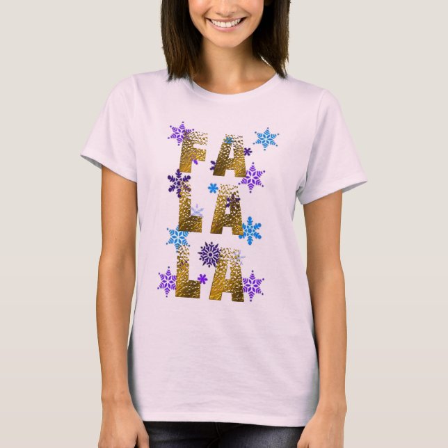 natal snow fa la la t-shirt design xmas carols (Frente)