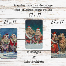 Natal Sr. e Sra. Hipopótamo Decoupage