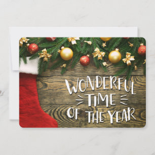 Natal Stocking & Garland, Cartão com fotos de dois