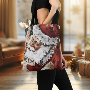 Natal Tote Bag Vintage Santa Clause Retro Xmas