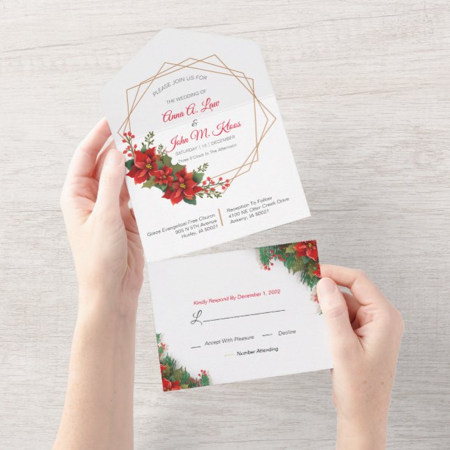 Natal tudo em um Convite de casamento (Aba destacável)