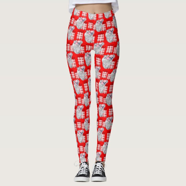 Natal Verão Coalas Leggings Vermelhas (Frente)