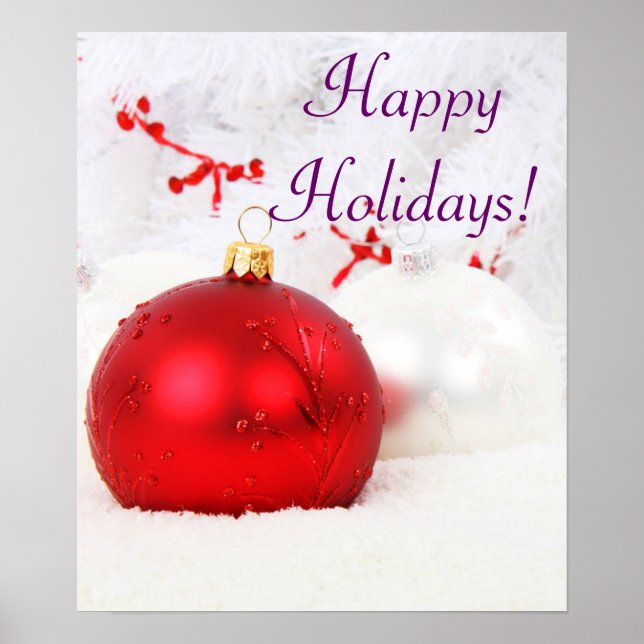 Natal Vermelho e Branco Felizes Férias VII Poster (Frente)