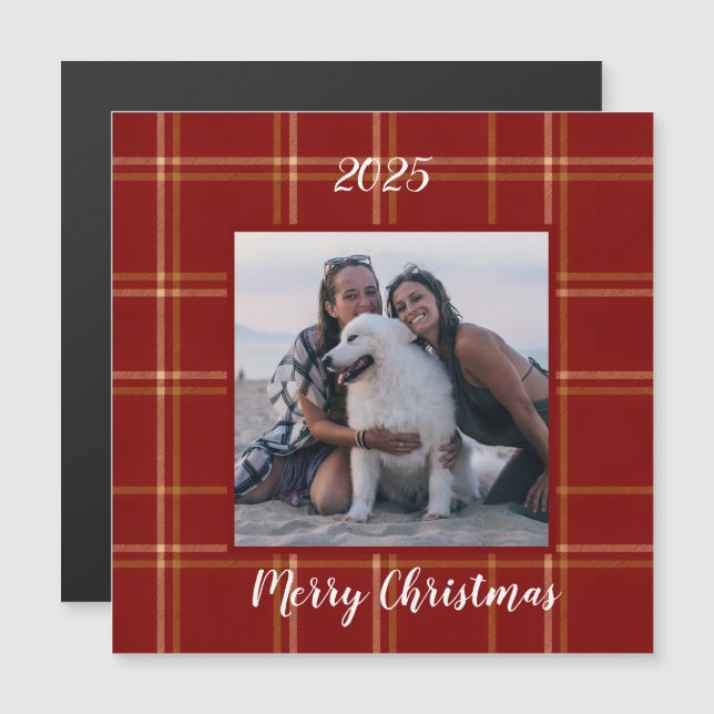 Natal Vermelho Personalizável com Herança Escocesa (Frente/Verso)