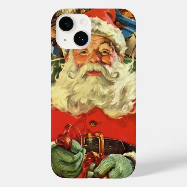 Natal vintage Papai Noel em Sleigh com Brinquedos (Verso)