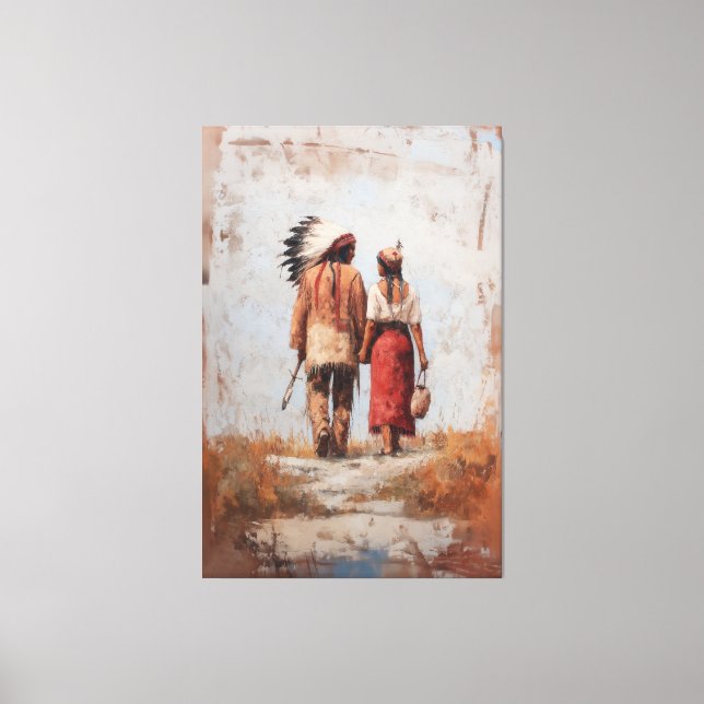 Native American Couple Canvas Print (Frente)