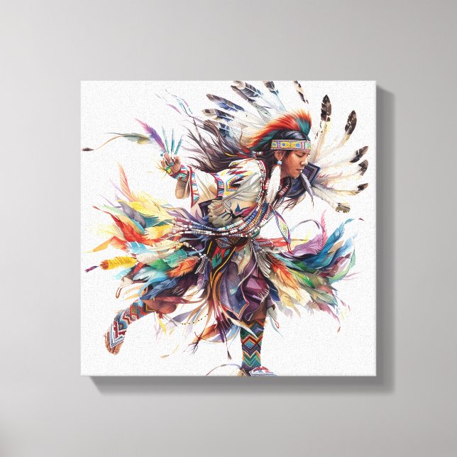Native American Dancer Stretched Canvas Print (Frente)