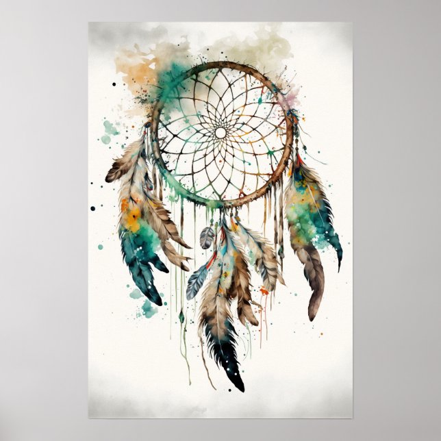 Native American Dreamcatcher Art Impressão Poster (Frente)