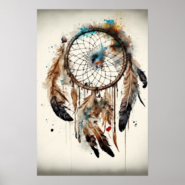 Native American Dreamcatcher Art Impressão Poster (Frente)