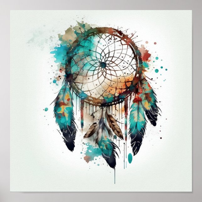 Native American Dreamcatcher Art Impressão Poster (Frente)