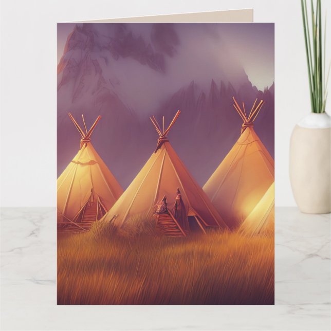 NATIVE AMERICAN INDIAN TEEPEES ART - Cartão de Sau (Frente)