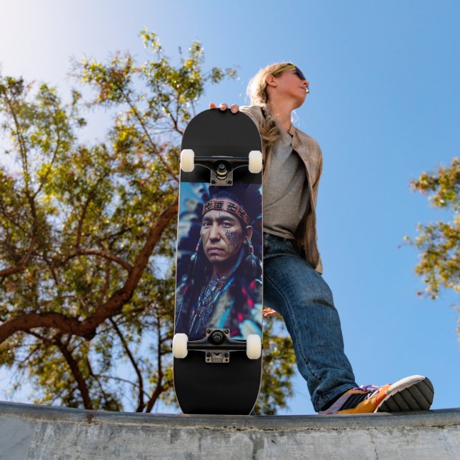 NATIVE AMERICAN INDIAN WARRIOR SKATEBOARD DECK (Ao ar livre 1)
