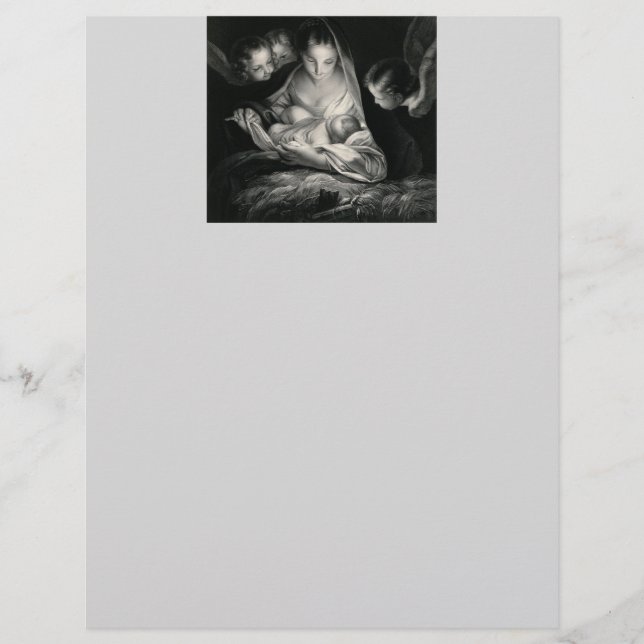 Natividade Bebê Jesus Virgem Maria Anjos Preto Bra (Frente)