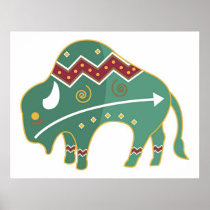 Nativo americano do design do búfalo do poster