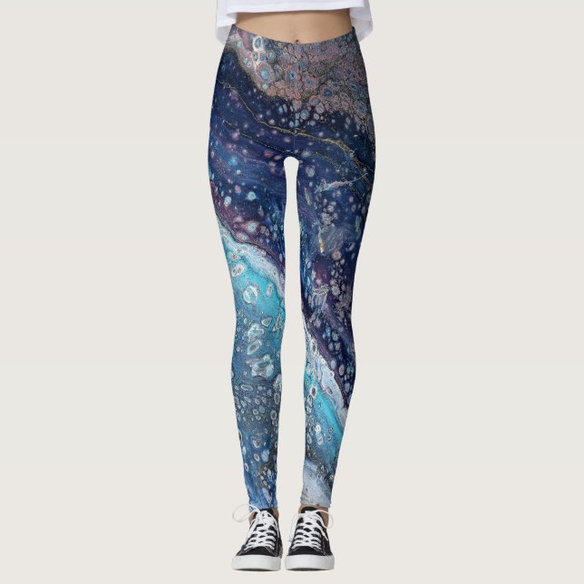 Natural Attraction 2 Blue Geode Abstract Leggings (Frente)