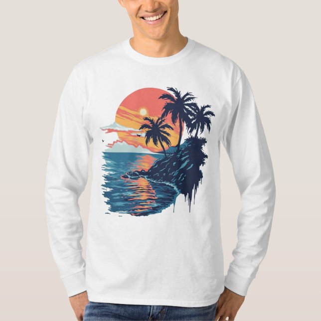 Nature Vibes Camiseta Básica de Capa Longa Masculi (Frente)